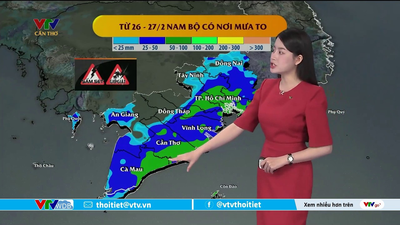 Dự báo thời tiết Tây Nam Bộ ngày mai 26/02/2026 | VTVWDB