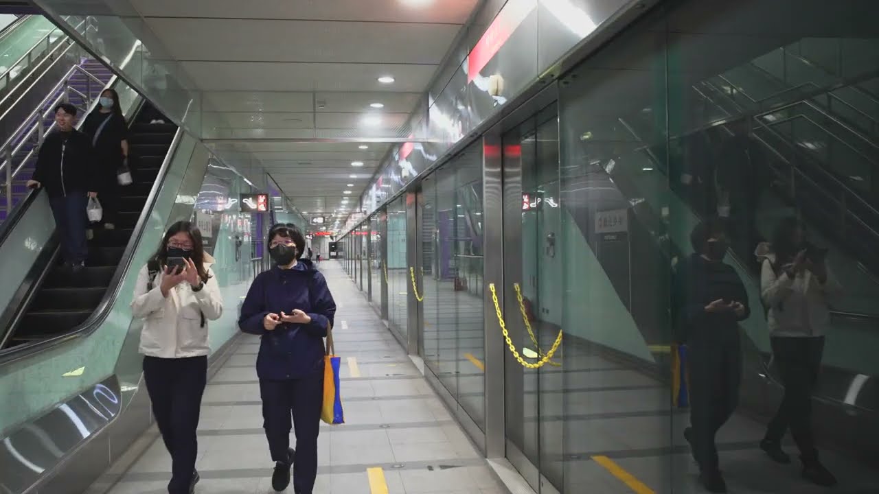 Taiwan, Kaohsiung, MRT night ride from Central Park to Formosa Boulevard