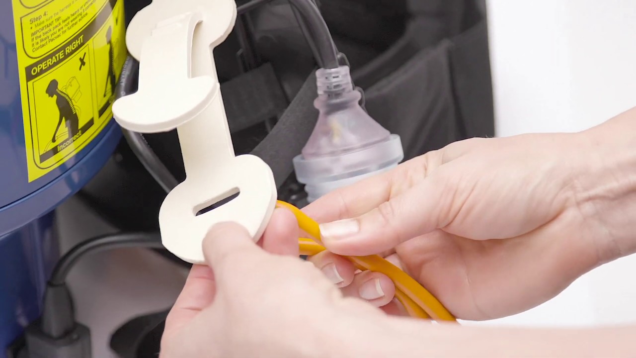 How to fit the rubber cord restraint on Pacvac Superpro wispa 700 backpack vacuums