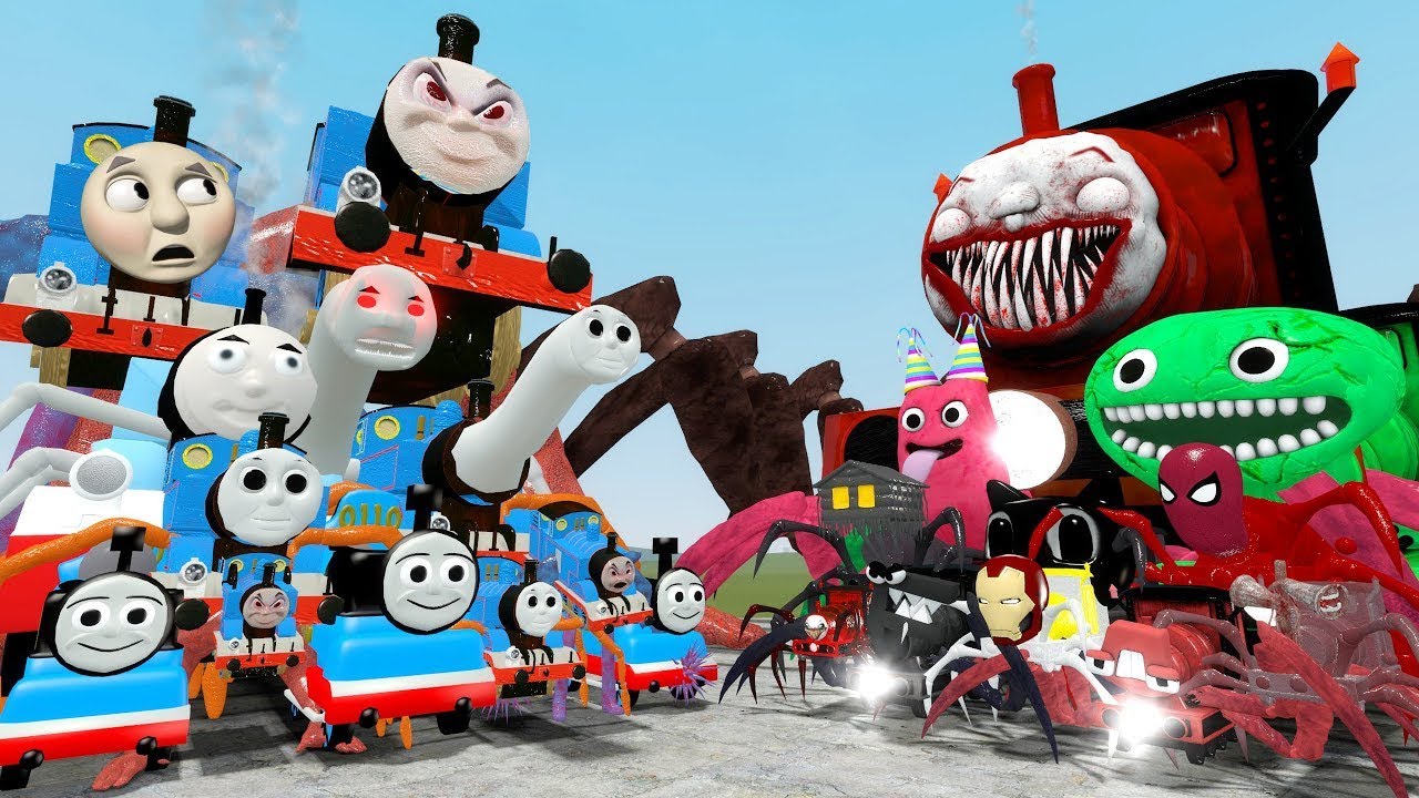 Train Monster Battle : Gordon,Emily,Thomas The Train,James,Diesel,Toby,Percy in Garry's Mod!