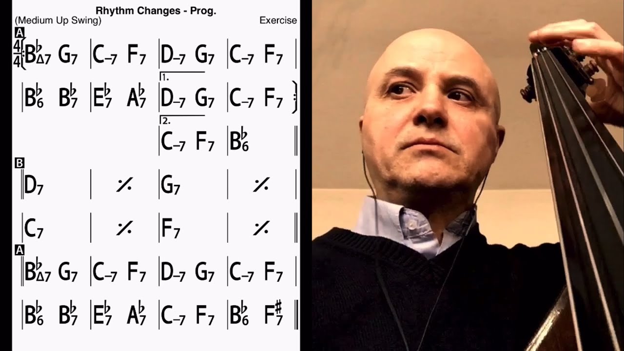 Rhythm Changes All Keys Progression Bass Line Play Along Backing Track