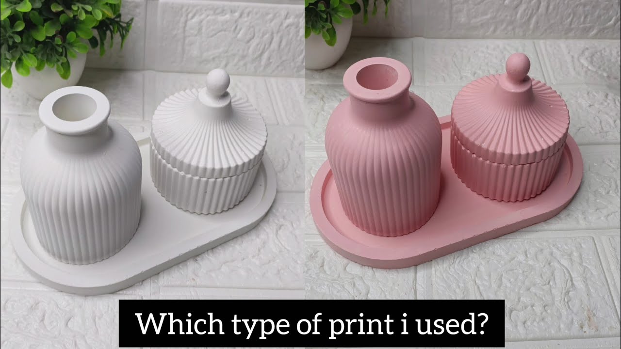 Gypsum trinket tray, jar , vase painting. Which type of print i used in cement crafts ?