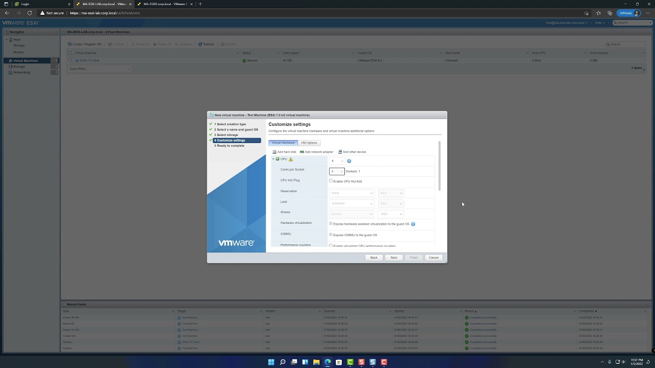 How to Create a Virtual Machine in ESXi (Basic)