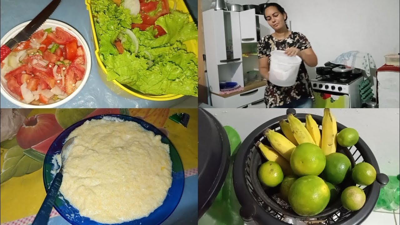 Mingal de milho pra Ivan + comprei frutas + suco + cuscus 