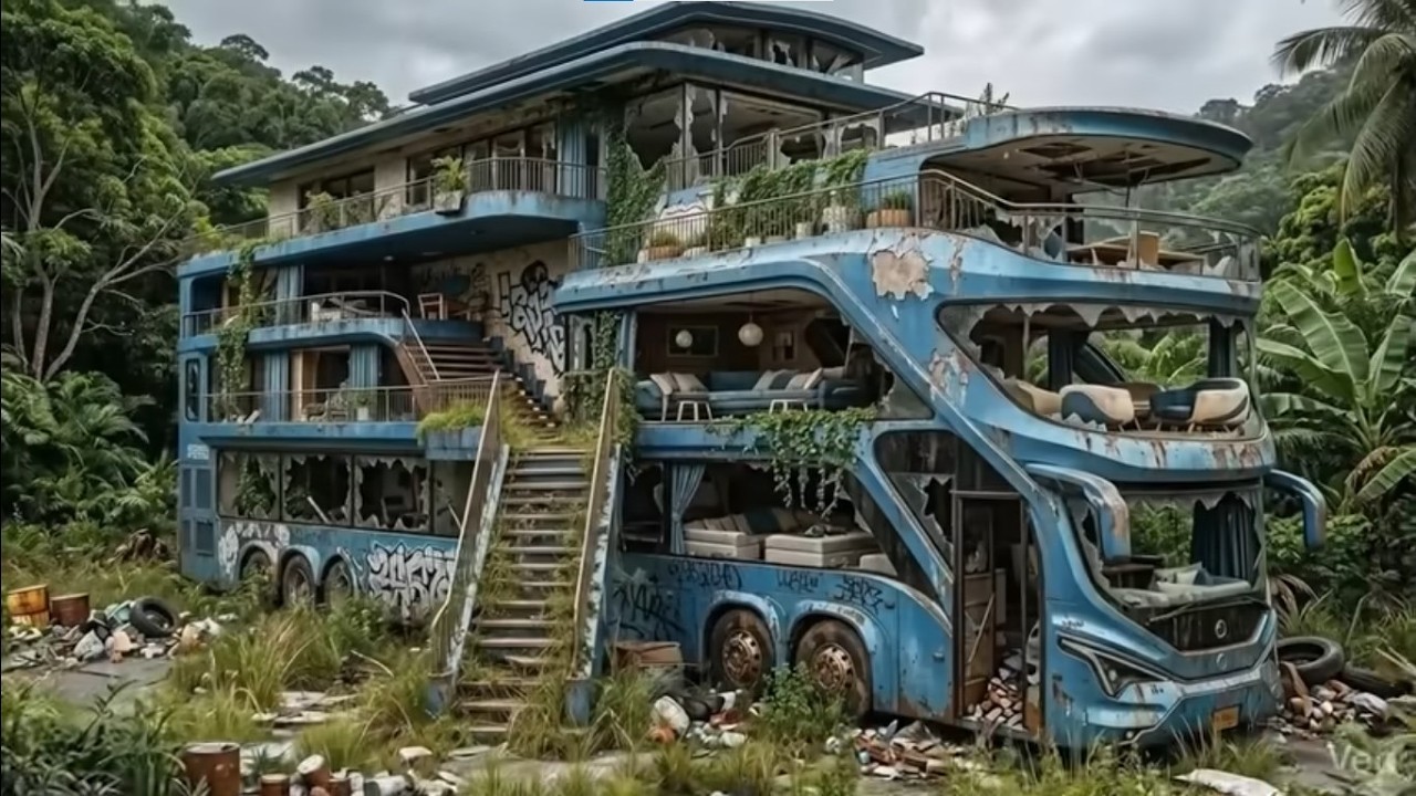 Workers Turn an Old Bus Into a Beautiful Luxury Home | Full Build Story