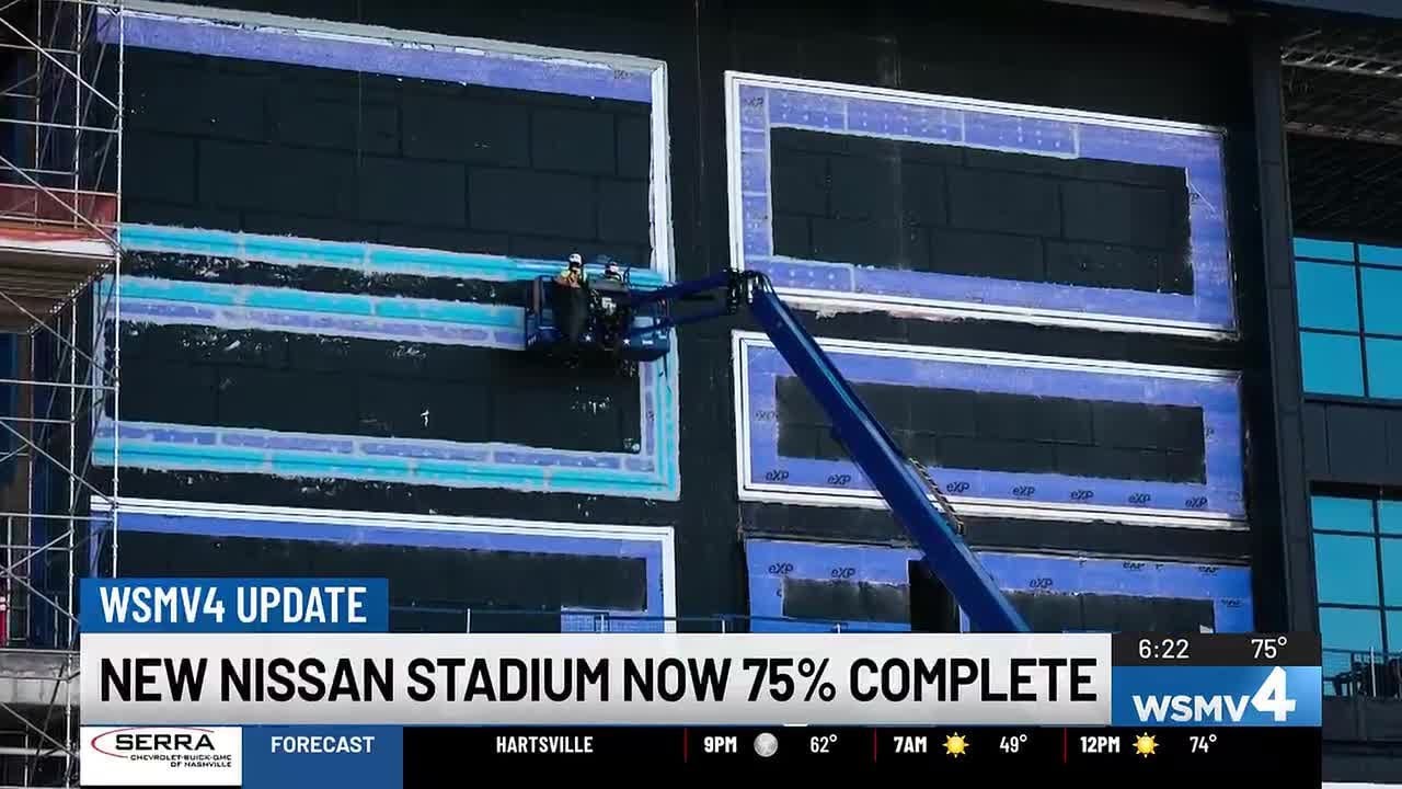 Команда Tennessee Titans сообщает о завершении строительства нового стадиона Nissan Stadium на 75%.