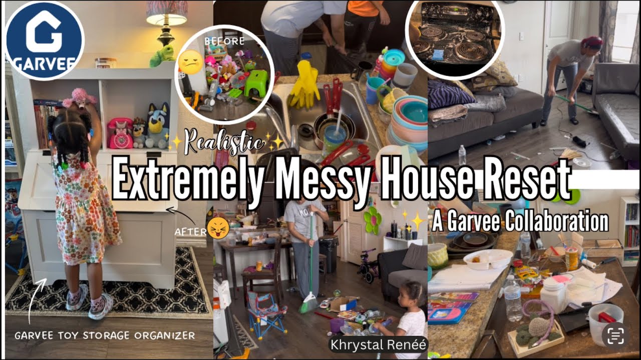 *NEW*MESSY HOUSE RESET feat  GARVEE::APARTMENT CLEANING MOTIVATION::CLEAN WITH ME::KHRYSTAL RENEE