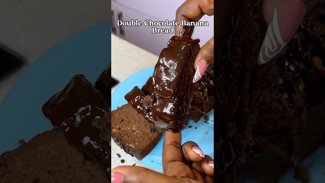 THIS DOUBLE CHOCOLATE BANANA BREAD IS INSANELY GOOD! #recipe #shortsfeed