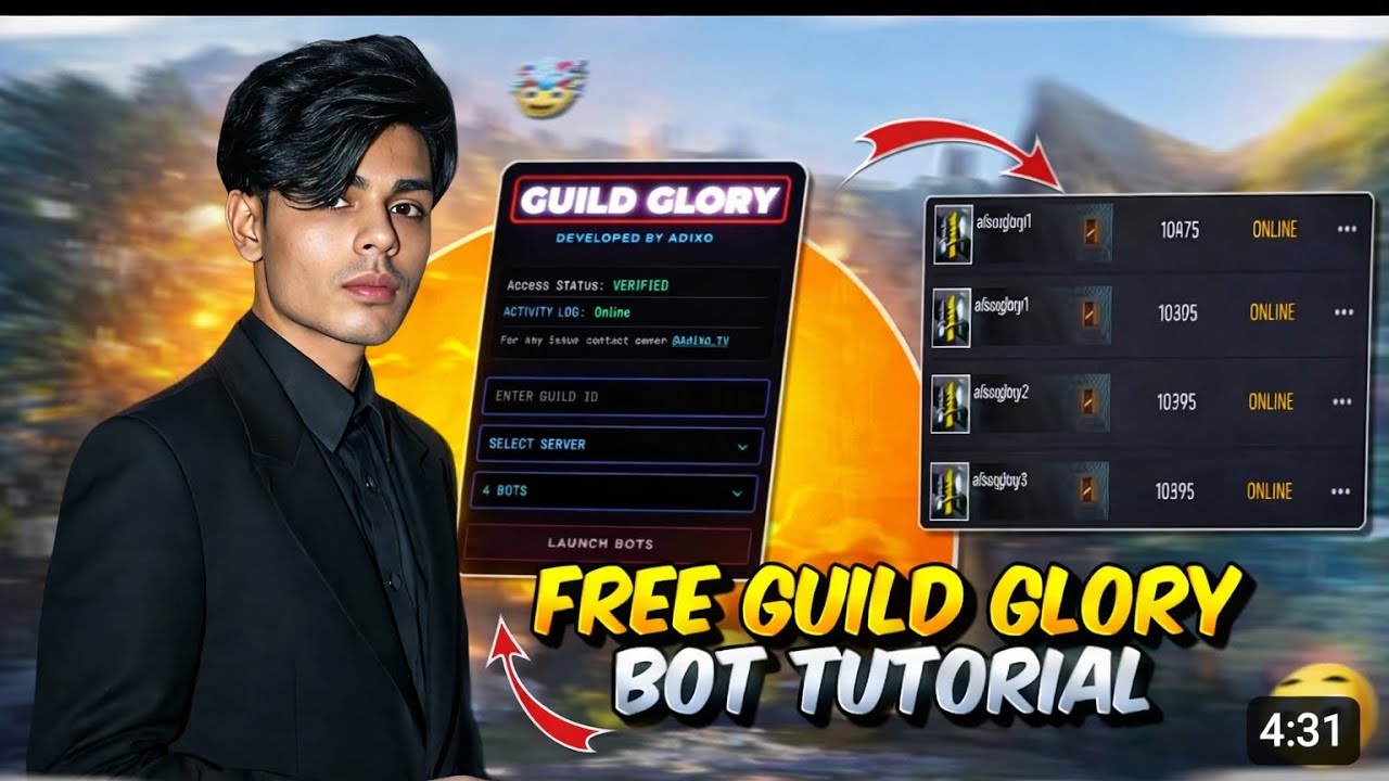 HOW TO MAKE FREE FIRE VIP GUILD GLORY BOT FOR FREE 😈🔥| 100% WORKING METHOD | UR CLASSY