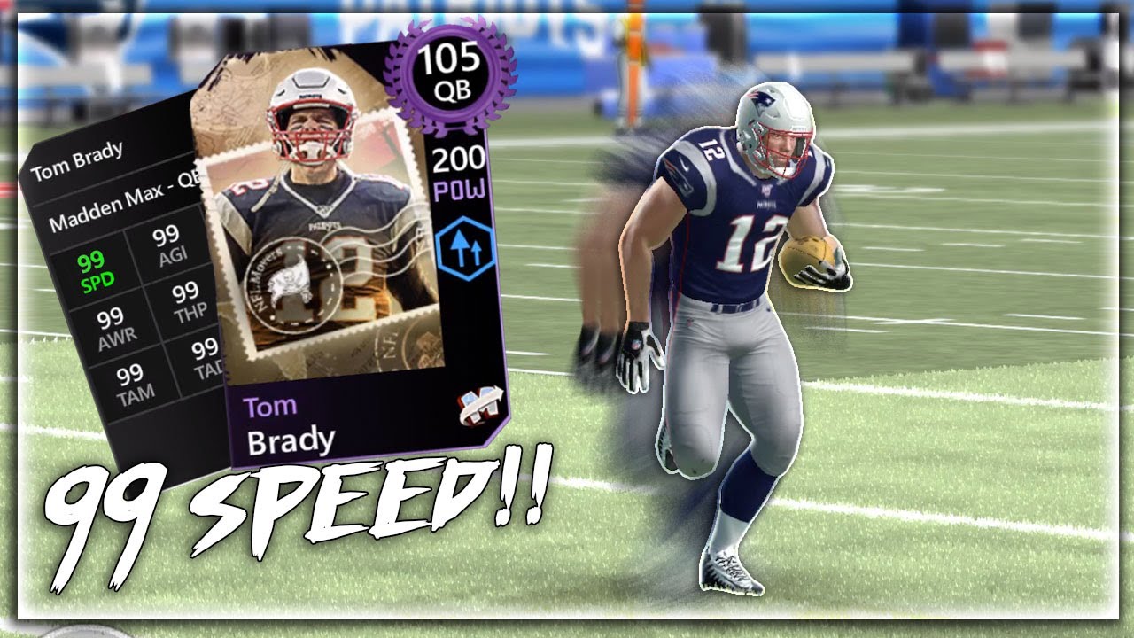 99 SPEED TOM BRADY GAMEPLAY!! MADDEN MOBILE 20 MADDEN MAX 105 TOM BRADY GAMEPLAY!!
