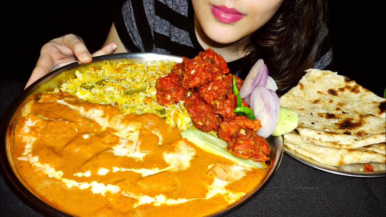 Eating MIXED VEG FRIED RICE, GARLIC BUTTER NAAN, PANEER BUTTER MASALA ||ASMR Mukbang Eating*Veg Day*