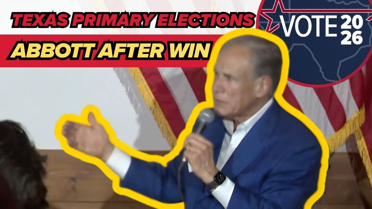 Gov. Greg Abbott gives speech after winning Republican primaries