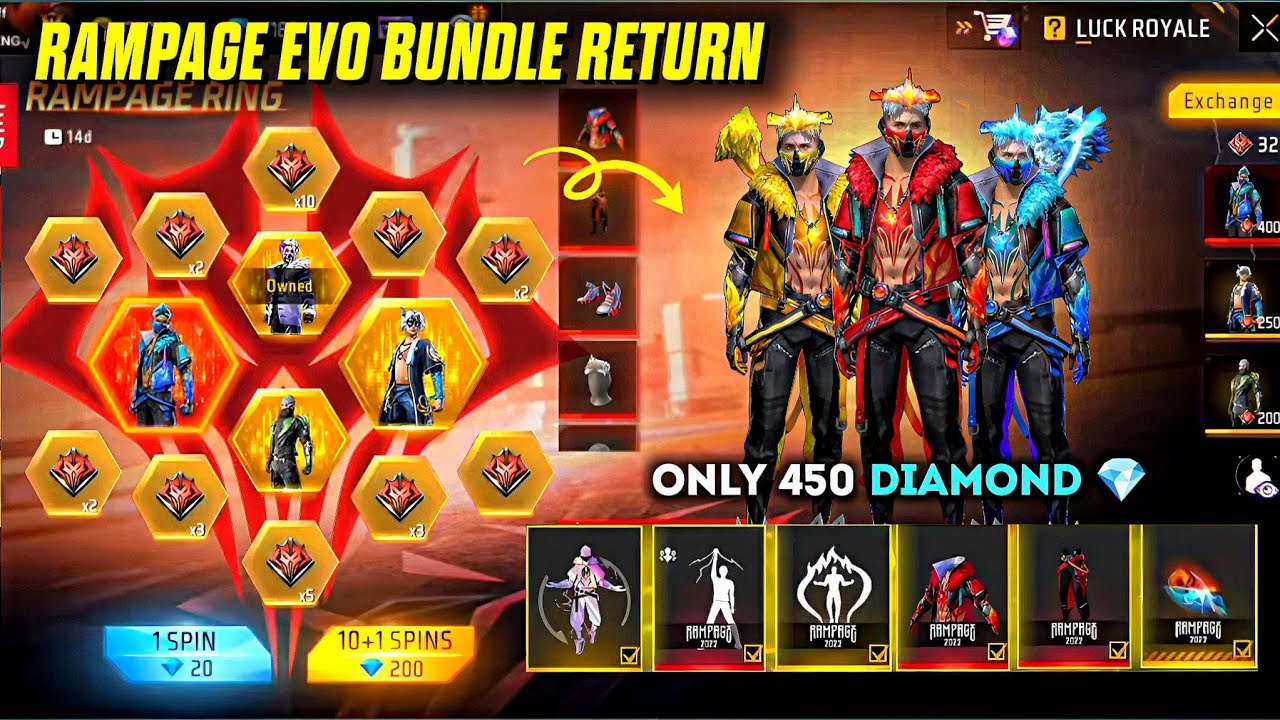 Rampage Evo Bundle Return Confirm Date l Rampage Token Tower l Free Fire New Event l Ff New Event