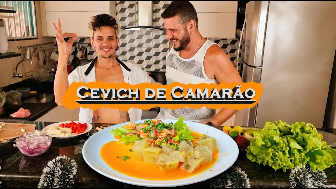 Casal de Equatorianos amigos nossos fizeram um verdadeiro Cevich de Camarão !