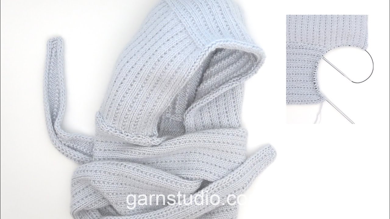 How to knit a hooded scarf, following DROPS pattern 253-61