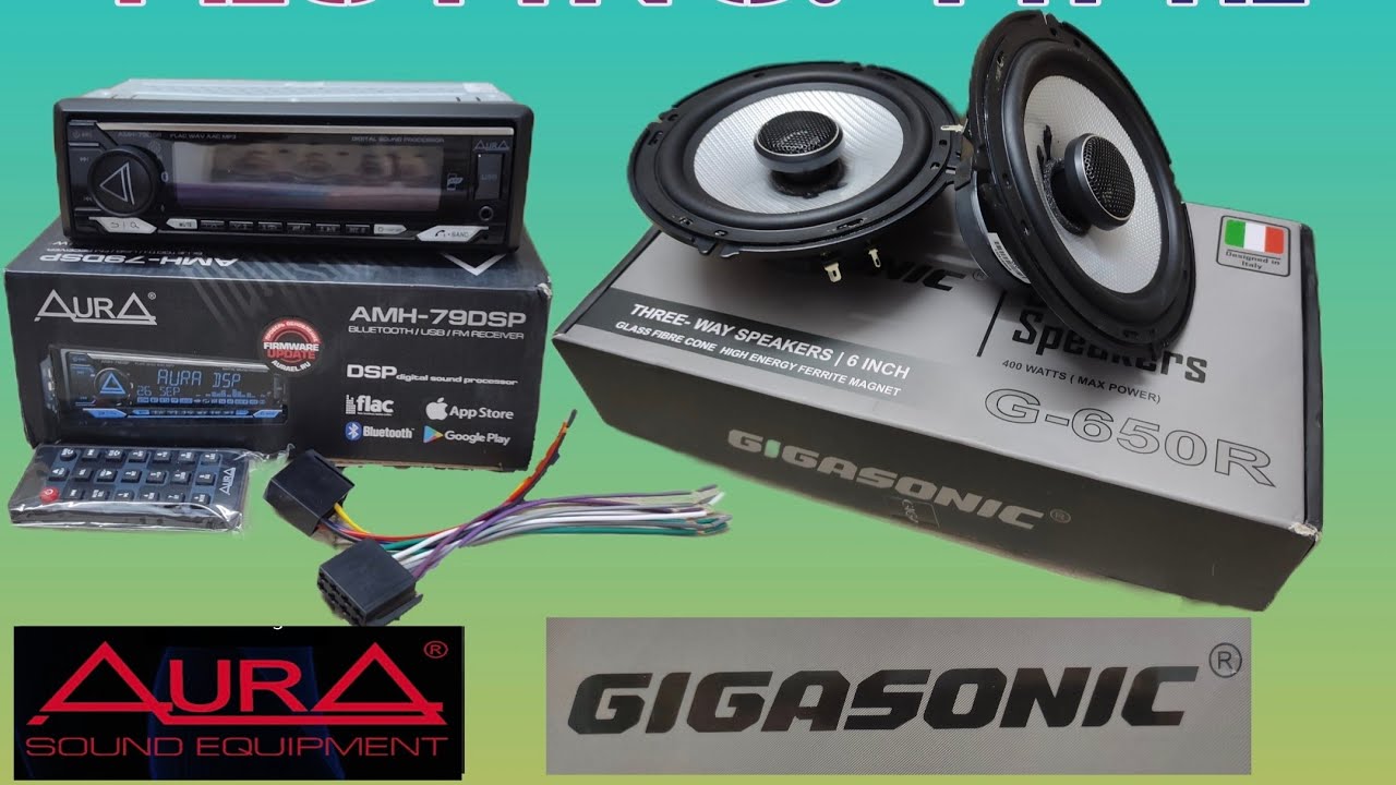 Sound testing of DSP stereo by AURA audio Russia/Gigasonic coaxial speaker testing with plug n play
