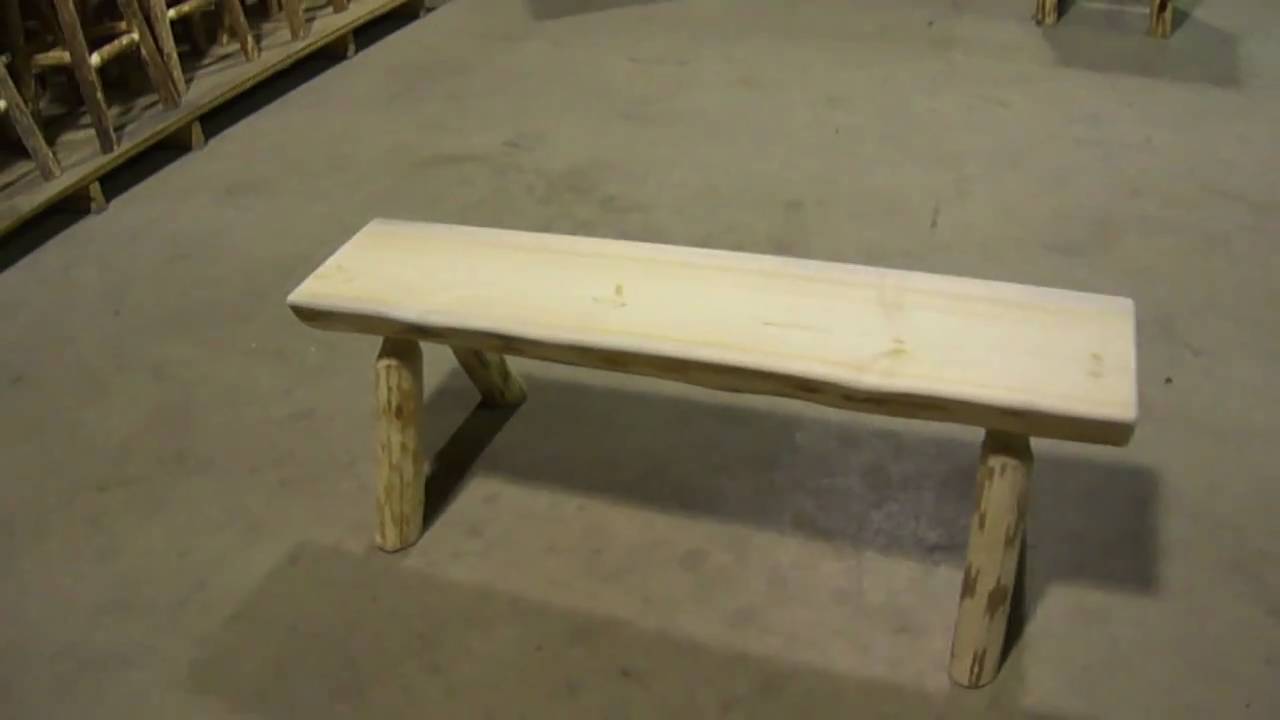 Amish Made Montana Log Furniture Half Log Bench by Montana Woodworks