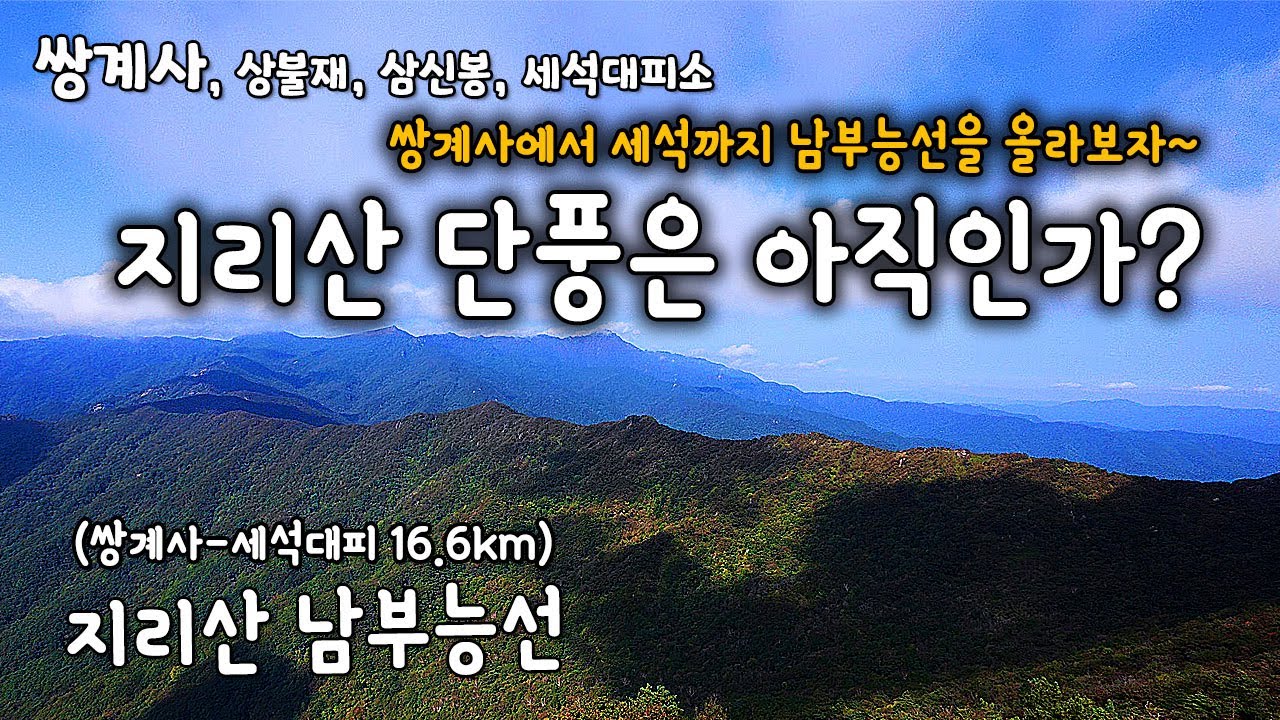 [4K] 지리산 단풍은 아직? 쌍계사에서 세석까지 남부능선을 올라보자~ 16.6km(쌍계사-세석대피소) | 4계절 지리산을 조용히 걷는 힐링채널 | #쌍계사 #상불재  #지리산