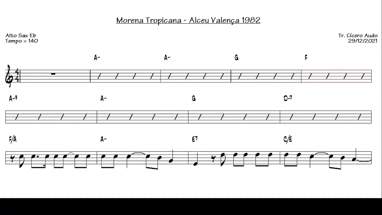 Morena Tropicana - Alceu Valença 1982 (Alto Sax Eb) [Sheet music]