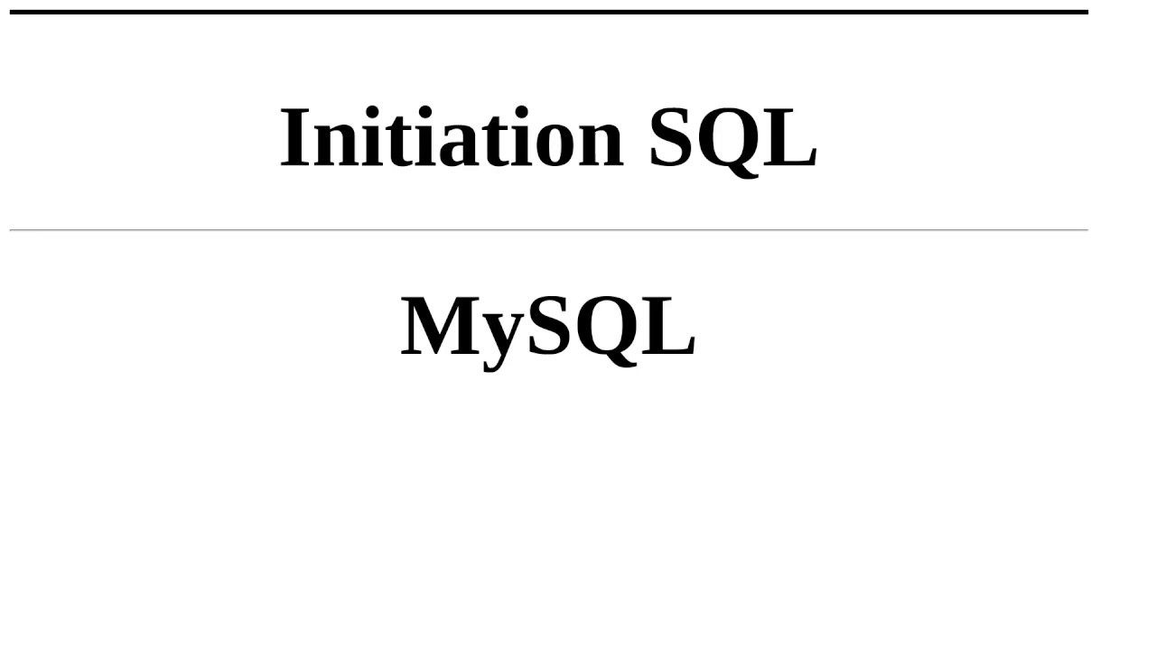 01 SQL Initiation