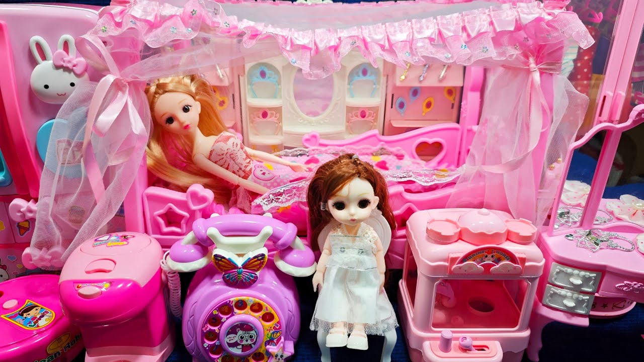 13 Minutes Satisfying with Unboxing Barbie Princess Bed ＆ Wardrobe Collection Toys Review | ASMR