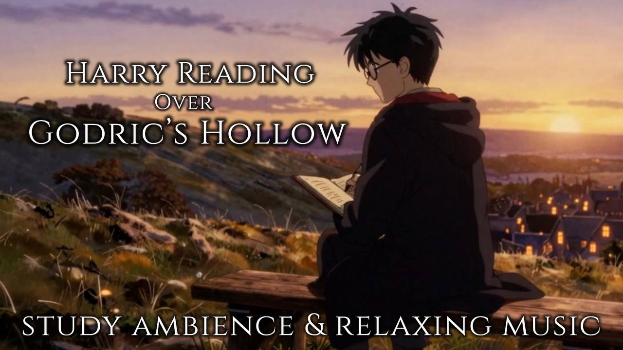 Reading at Dusk | Enchanted Evening Ambience with Village Lights & Peaceful Melodies 🕯️🌾
