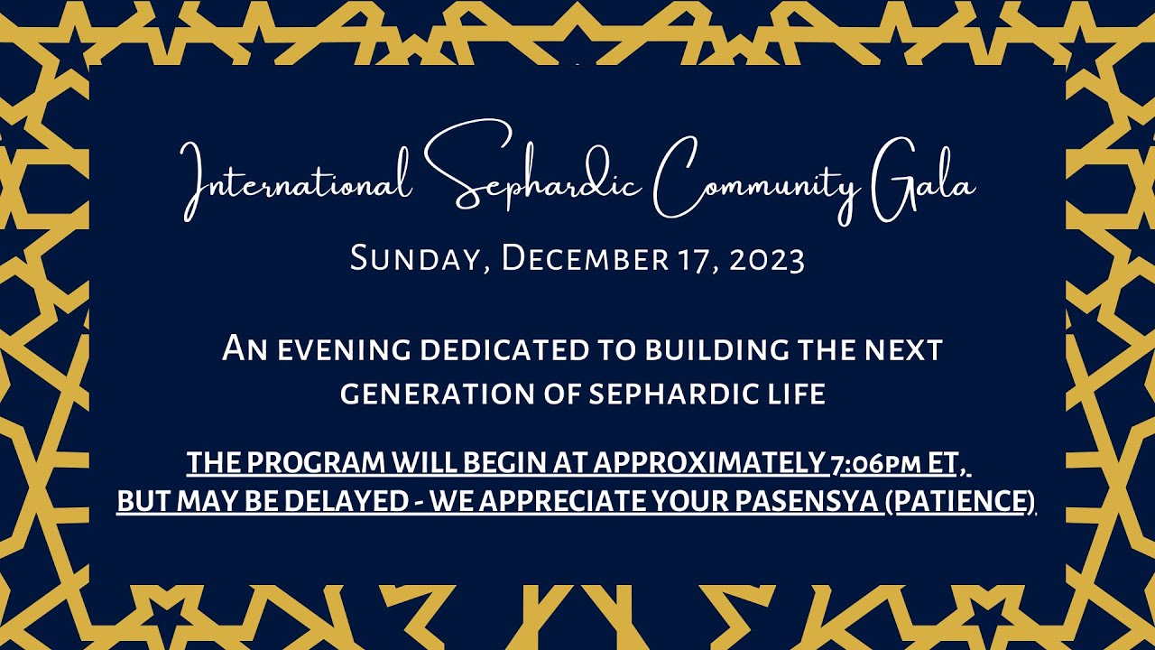 Livestream - International Sephardic Community Gala 2023