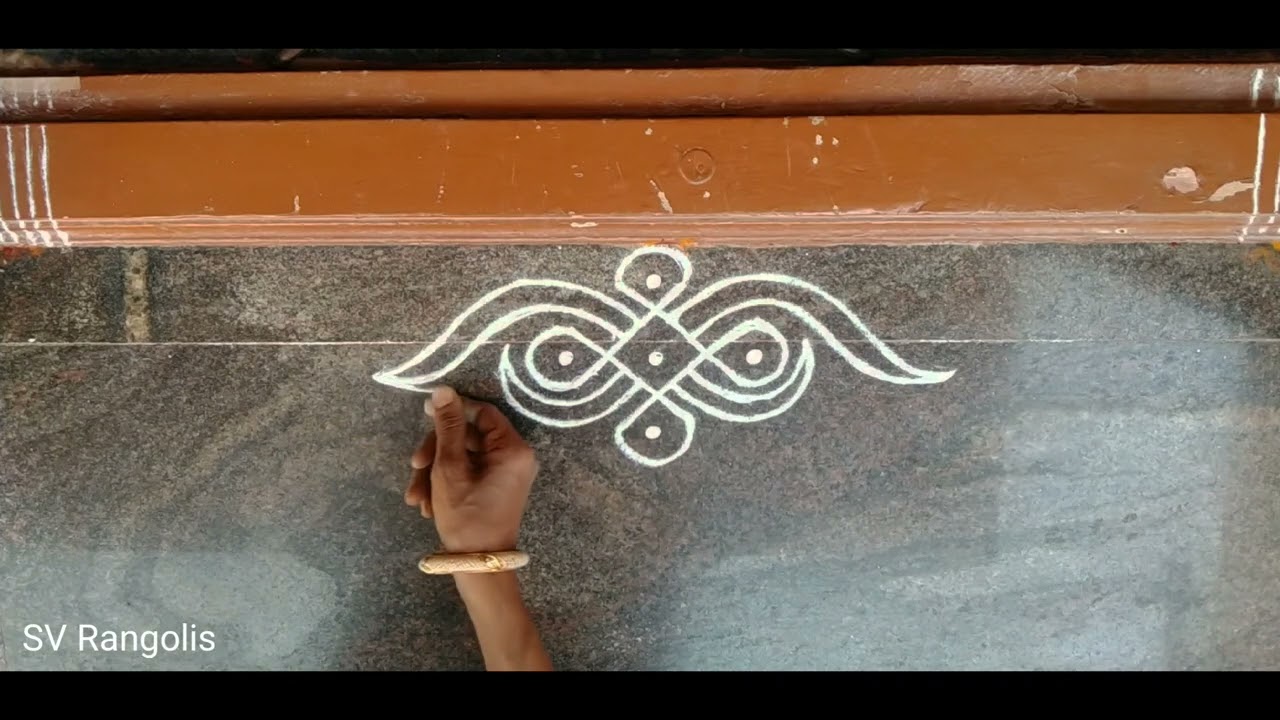 Easy border rangoli🌹 doorstep rangoli 🌹 hosthilu rangoli 🌹kolam🌹easy muggulu