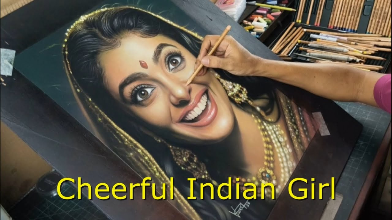  Realistic Drawing!🌺A Cheerful Girl #artvideo #youtubevideo #drawingvideo #videofeed #paintingvideo 