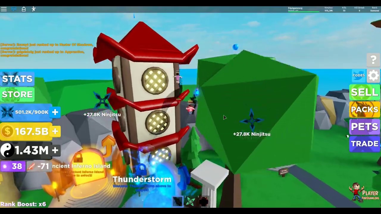 (Roblox Games) Ninja Legends - New Rank Samurai Walkthrough Gameplay