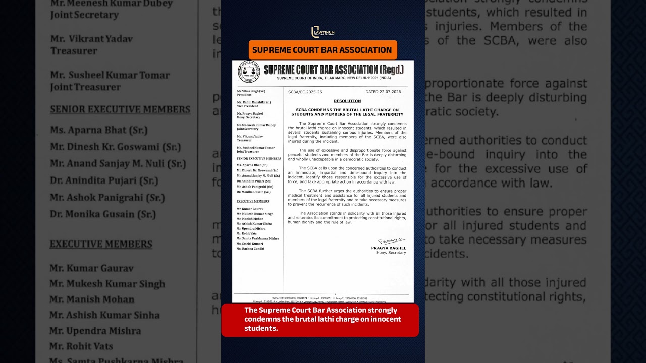 The Supreme Court Bar Association has passed a resolution strongly condemning the brutal lathi ch...