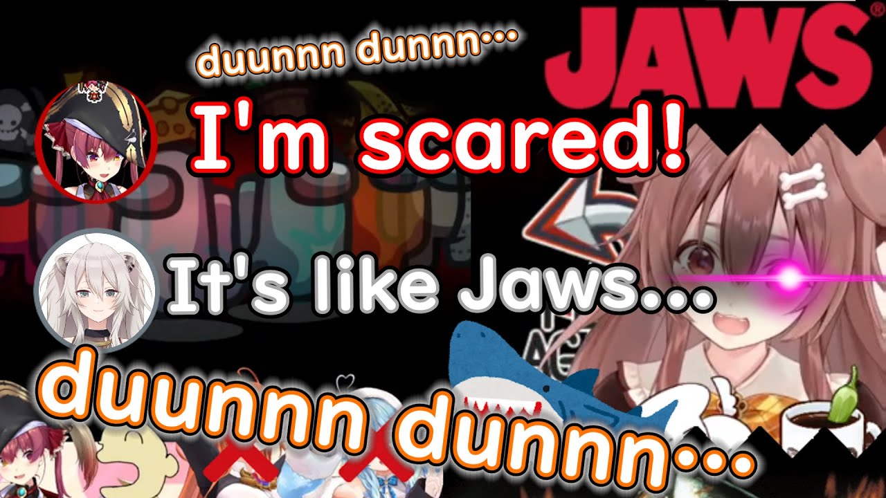 Korone chases after everyone, singing the sounds of Jaws【 Hololive ▷ Eng sub】