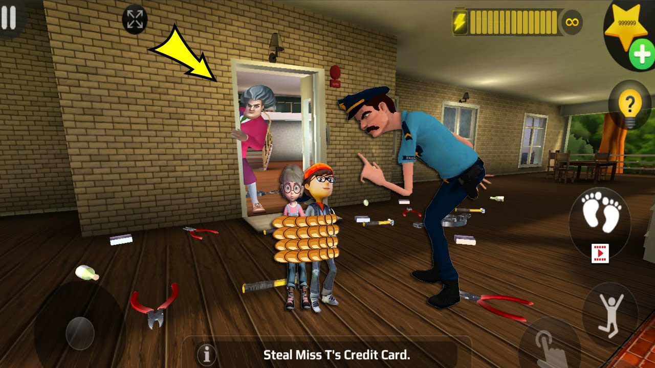 Scary Teacher 3D - New updater - troll Miss T fell face down so fun part 5434#scaryteacher3d