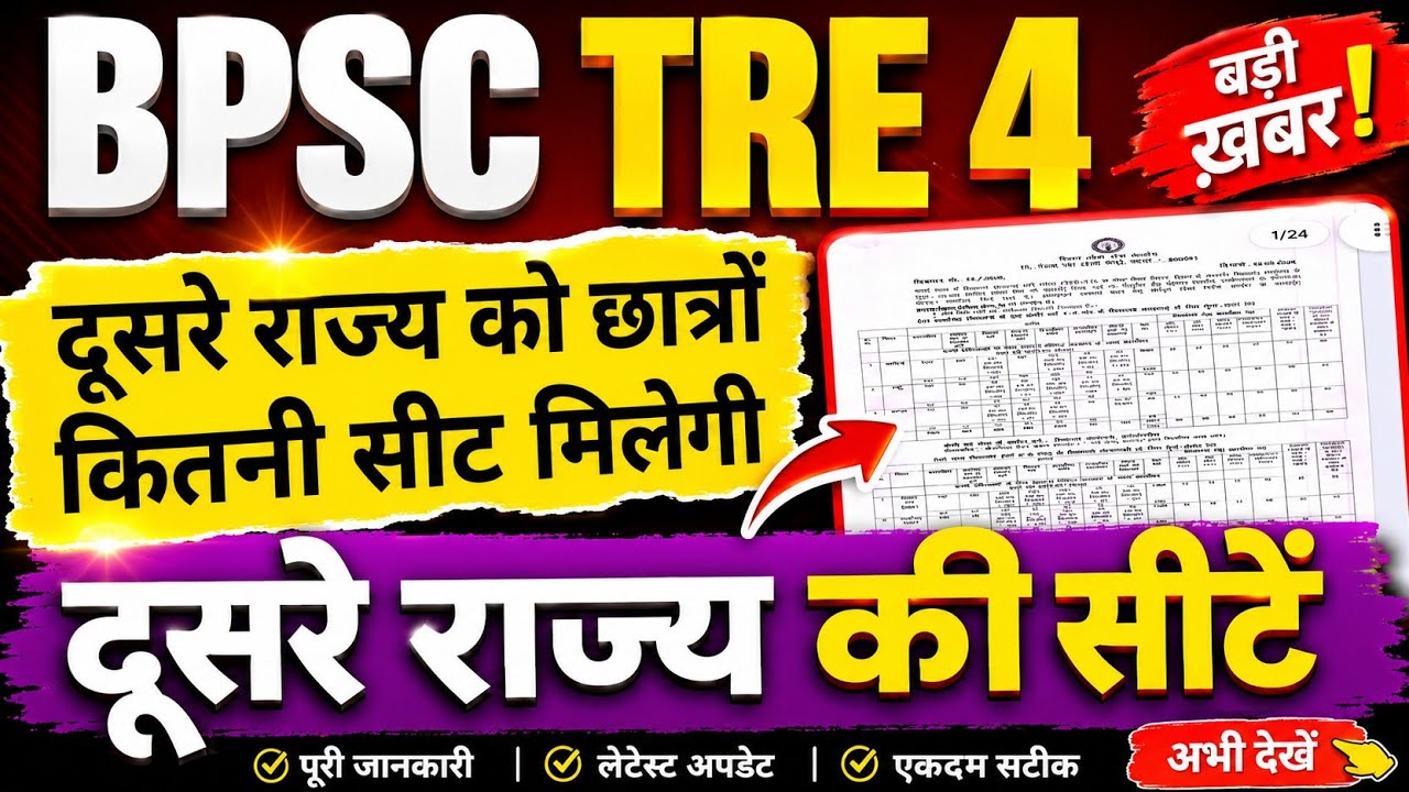 BPSC TRE 4 Other State Total Vacancy | BPSC TRE 4 Total Seats for Other States | Vacancy and Seat...