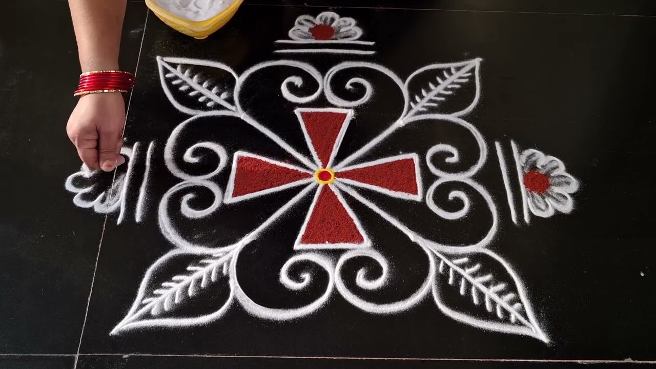 Simple rangoli design 🌹 simple side border rangoli design 🌹 daily muggulu 