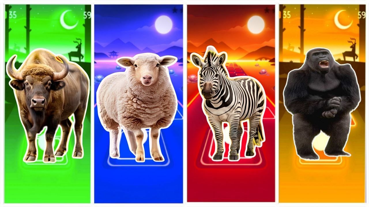 Tiles Animals😘Bull🆚Sheep  🆚Zebra 🆚Monkey🎼Coffin