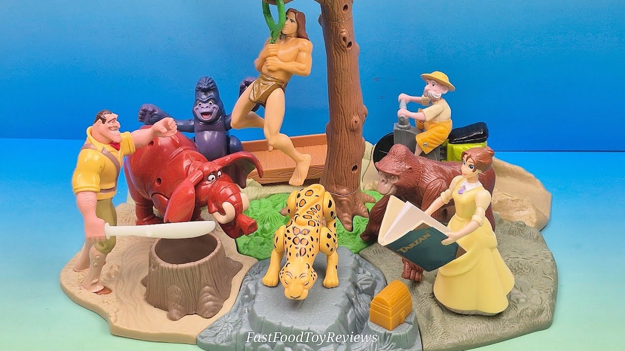 1999 WALT DISNEY'S TARZAN set of 8 McDONALD'S HAPPY MEAL MOVIE COLLECTIBLES (Import)