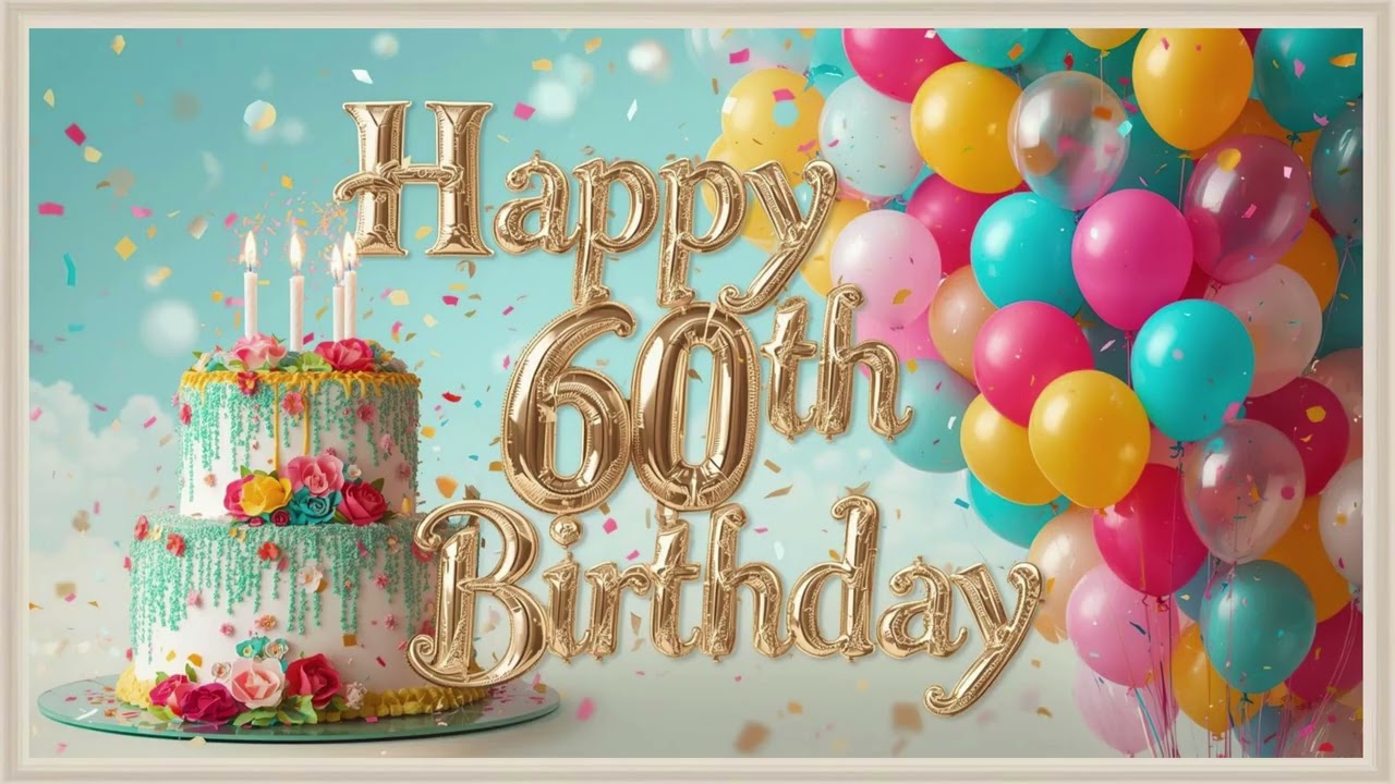 Happy 60th Birthday / 4K / Wallpaper / Screensaver / Frame Art / TV Art / Birthday Cake / Party