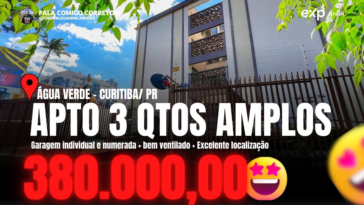 Excelente apartamento amplo 1º andar em Curitiba no bairro água verde !! Confira 👍🏻