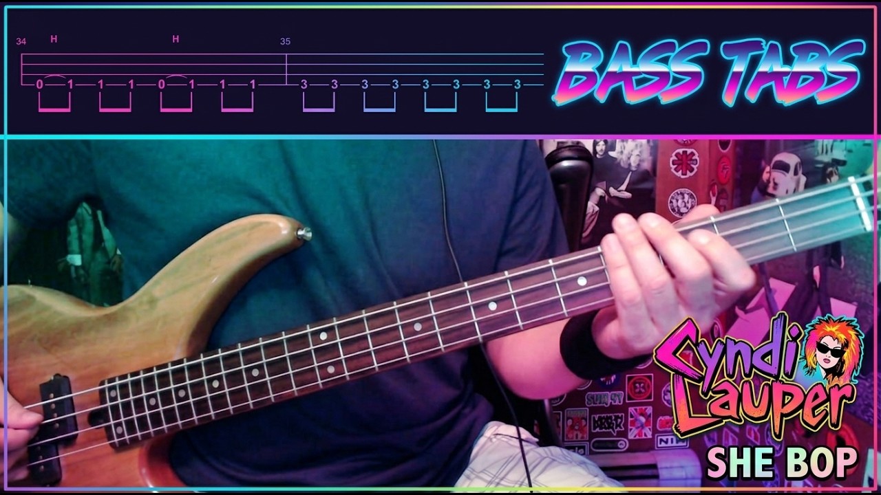 She Bop by Cyndi Lauper - Bass Cover with Tabs Play-Along