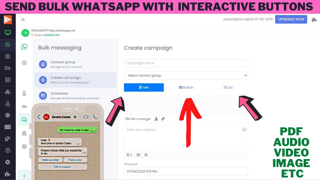 Send Free Messages With New Interactive Buttons ChatBot Waziper v2.0.5 - WhatsApp Marketing Tool API