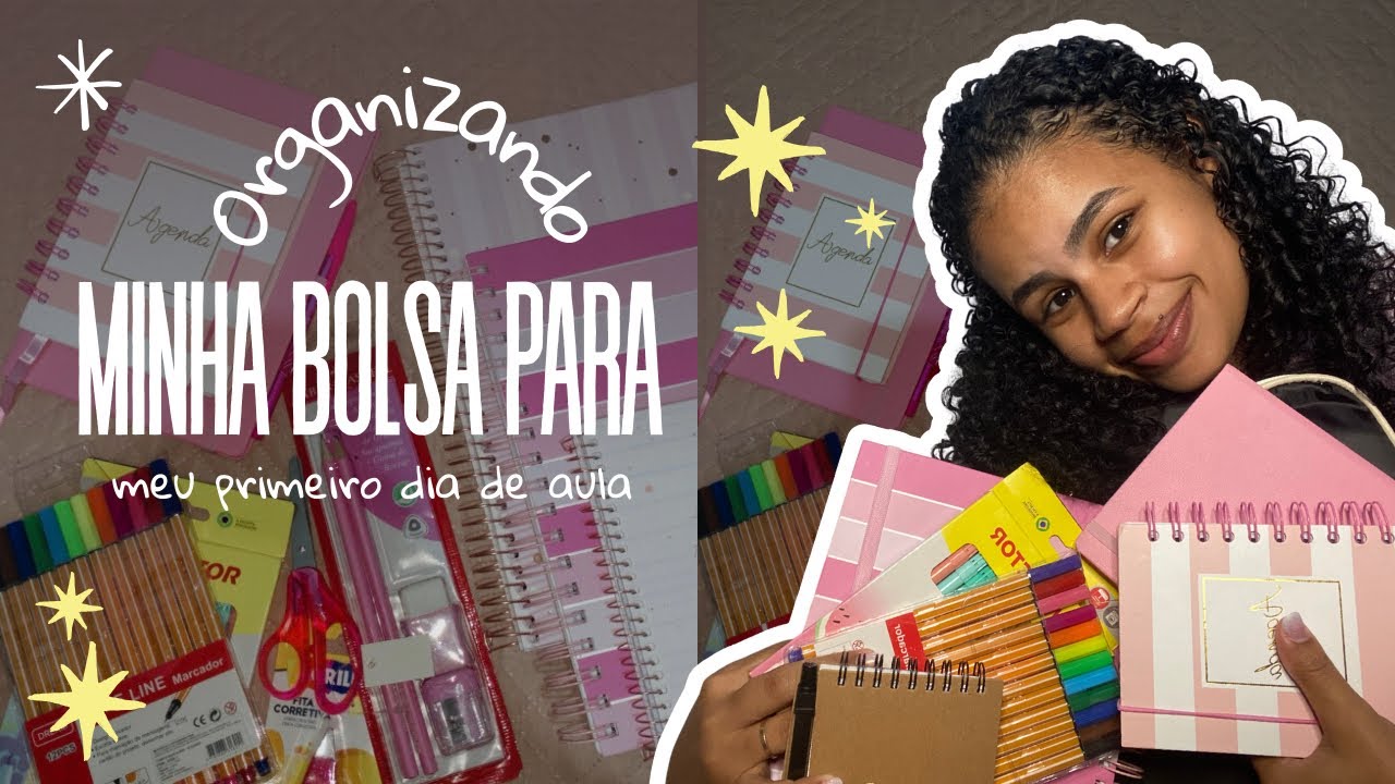 Organizando minha bolsa | Primeiro dia de faculdade📚🧠✨