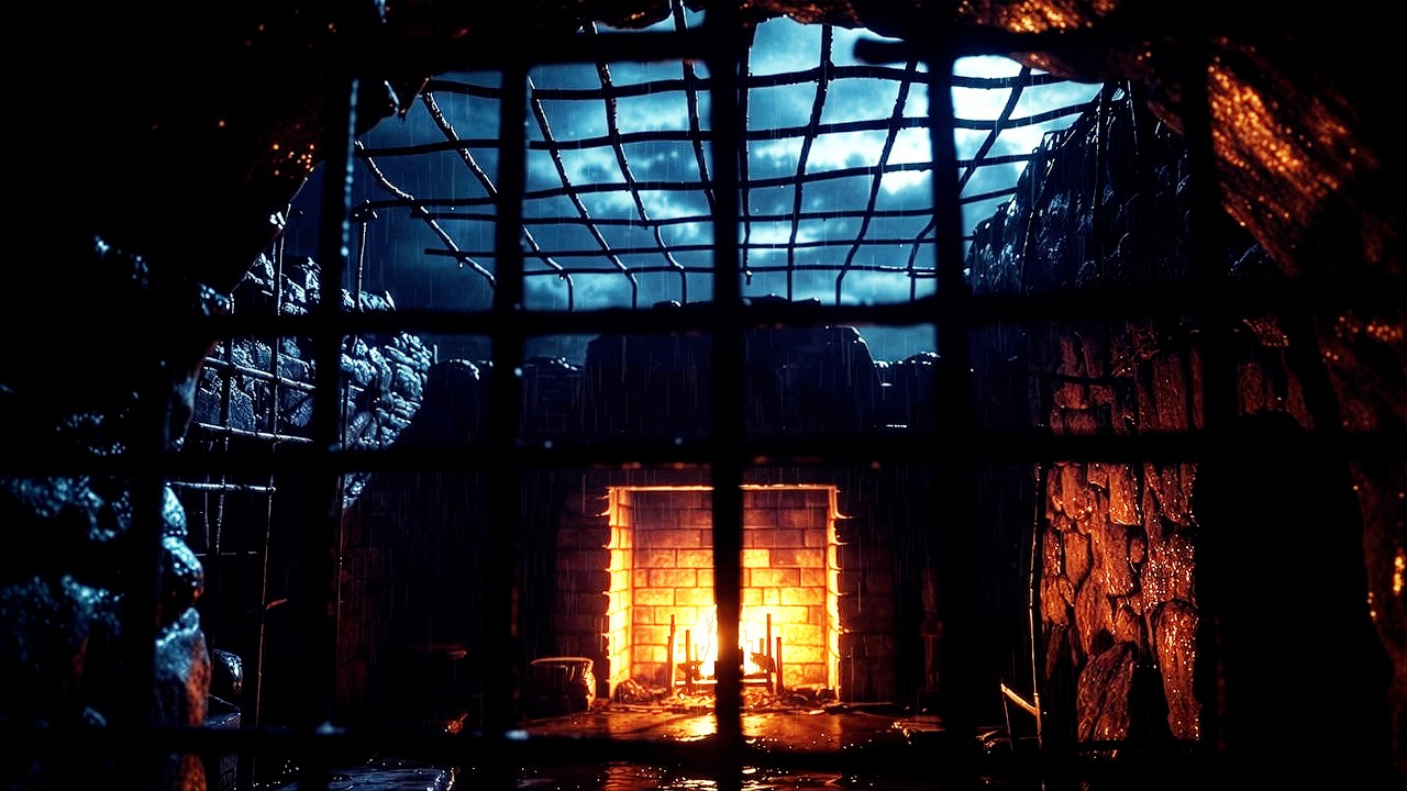 The Forgotten Knight's Cell | 3 Hours of Deep Sleep & Focus | Stormy Night in a Medieval Dungeon