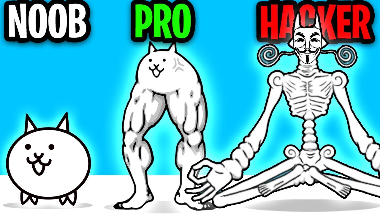 NOOB vs PRO vs HACKER In BATTLE CATS! (SECRET MAX LEVEL HACKER CAT!?)