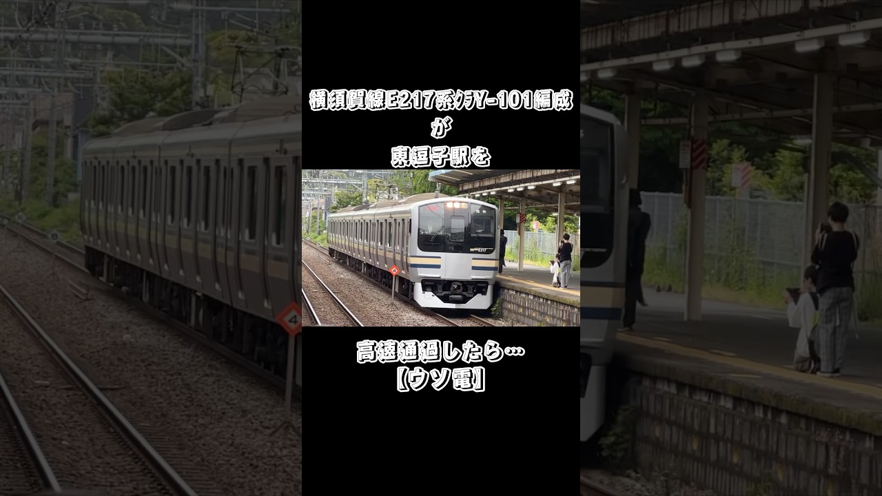 横須賀線E217系ｸﾗY-101編成が東逗子駅を高速通過したら&hellip;【ウソ電】