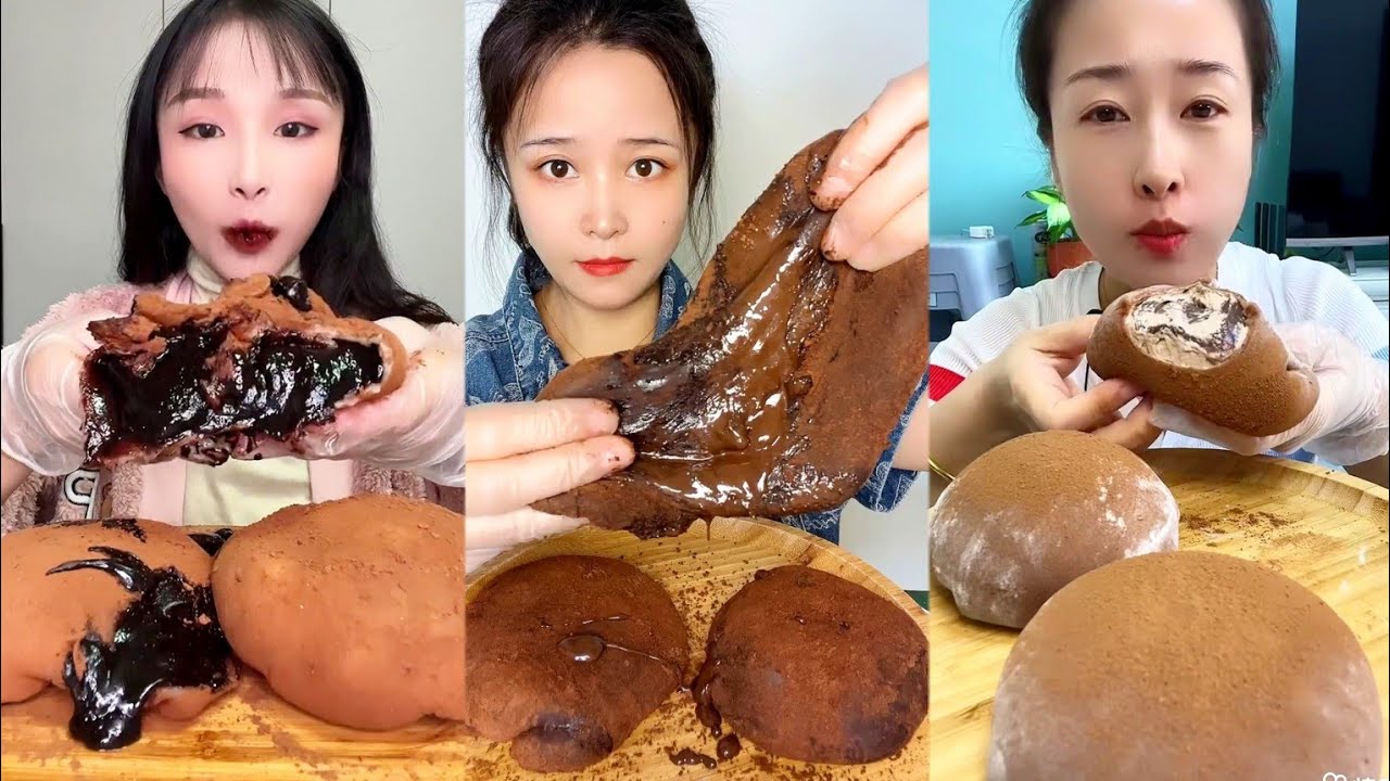 ASMR Chocolate Lava Giant Mochi Cake Mukbang - Chocolate Cream Filled Mochi || Eating Sound#fyp#asmr