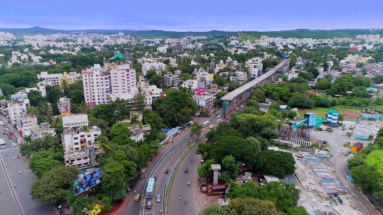 Amazing aerial drone video walk through of Pune Metro work progress - Civil Court to Vanaz