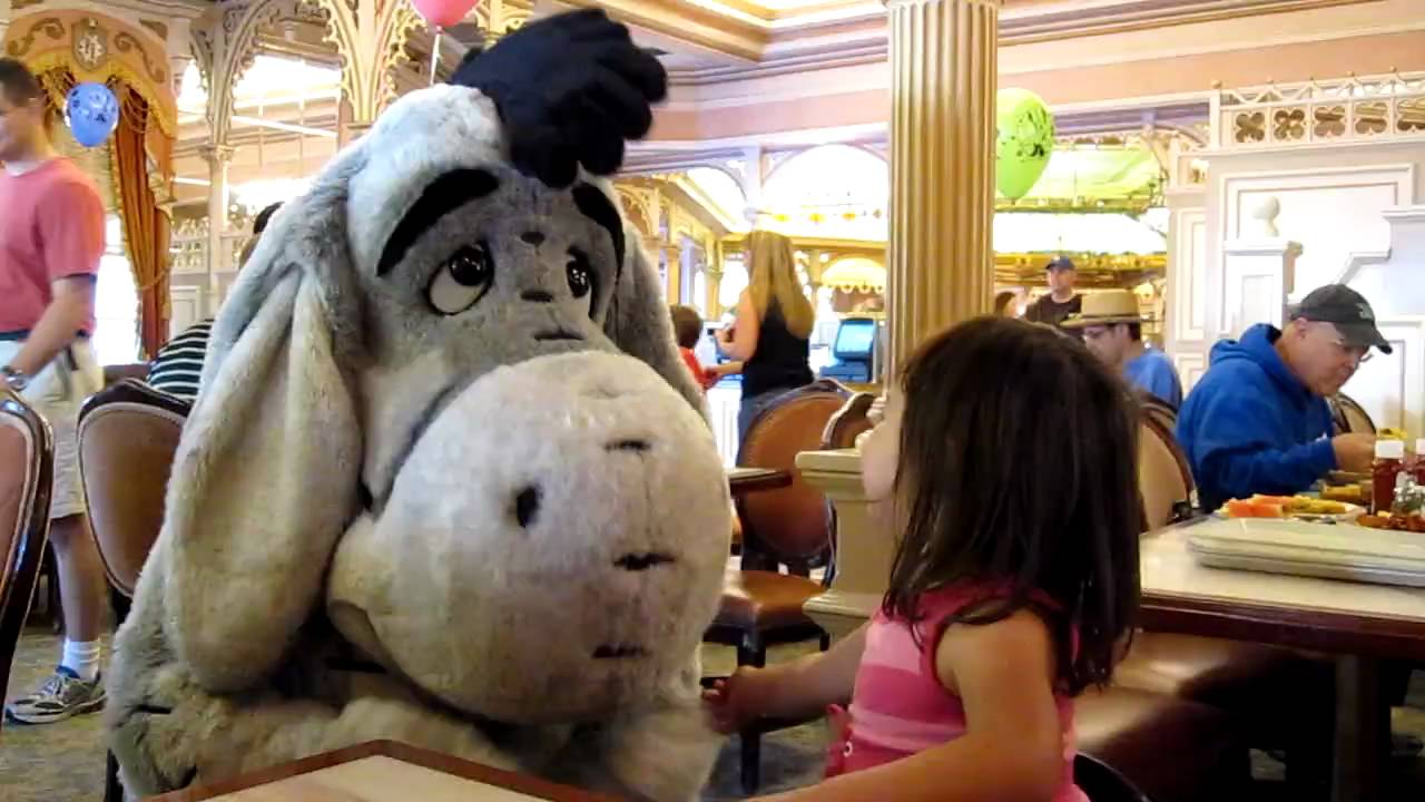 Meeting Eeyore at breakfast (HD)