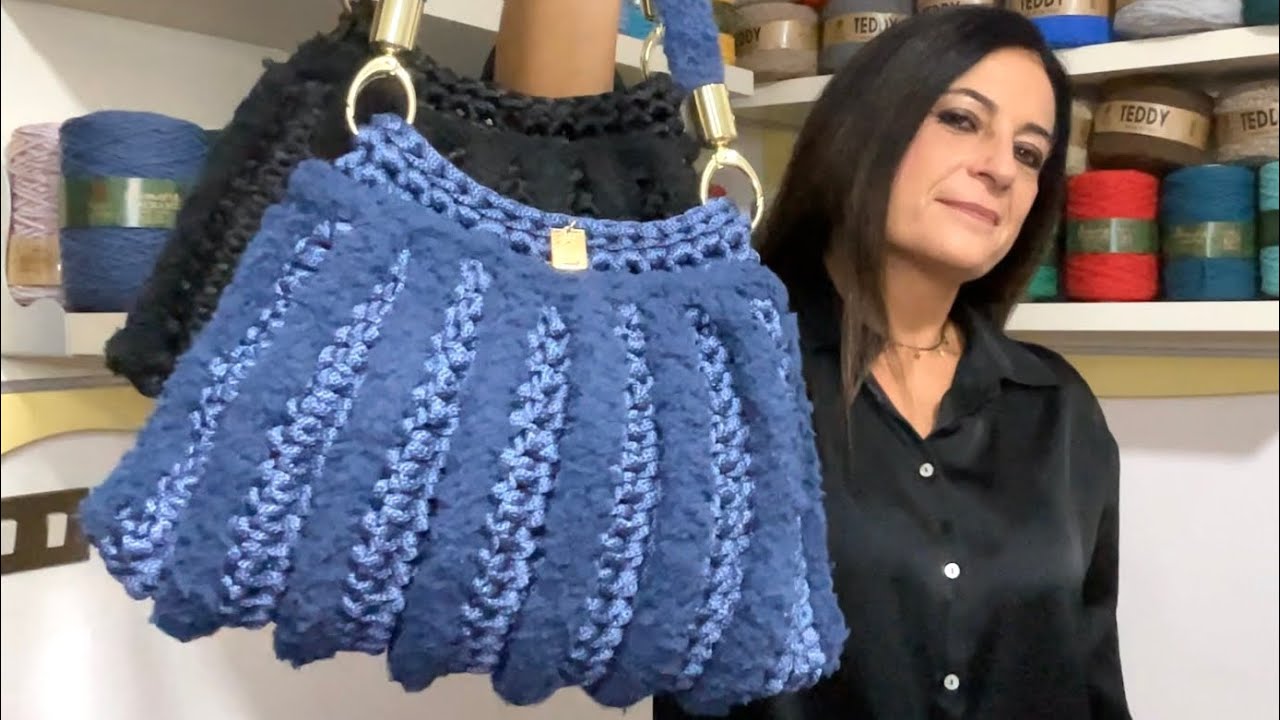🧸TEDDY BAG A STRISCE PELLICCIOSE 🧸PUNTO ALTO IN COSTA🧸TIZIANA VOLPE CROCHET🧸