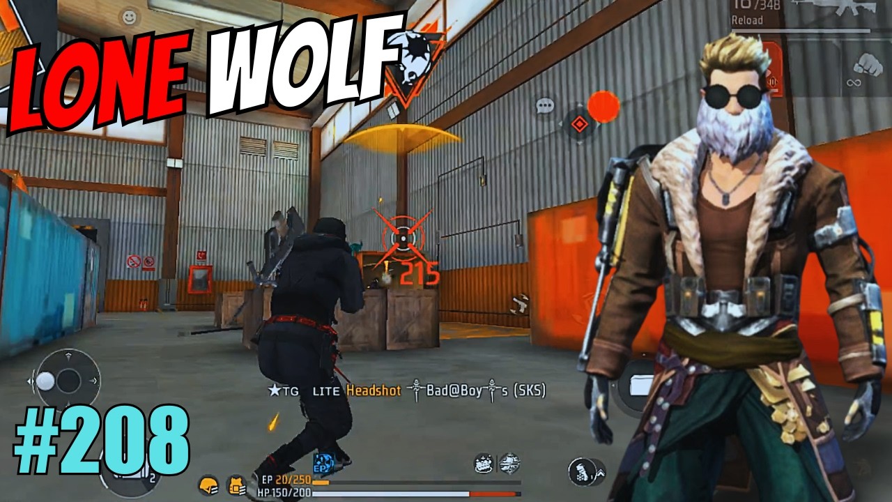 LONE WOLF  RANK  FREE FIRE  GAMEPLAY  TG LITE  #208 || IND LONE WOLF SERIES ||  EP-208